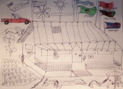 House of a rich zamindar with solar panels, by Niloy